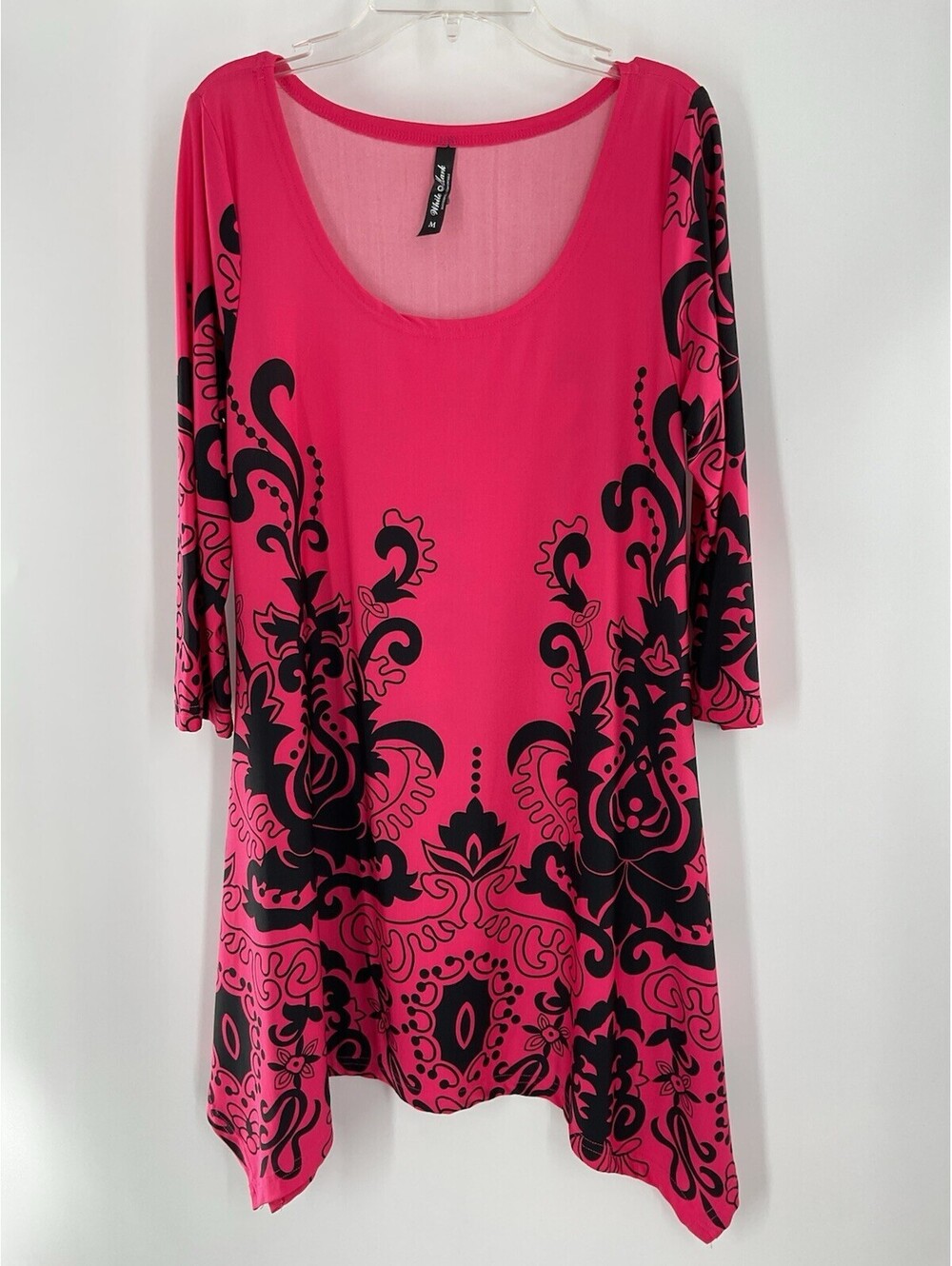 White Mark Women’s Medium Tunic Blouse Pink And Black 120